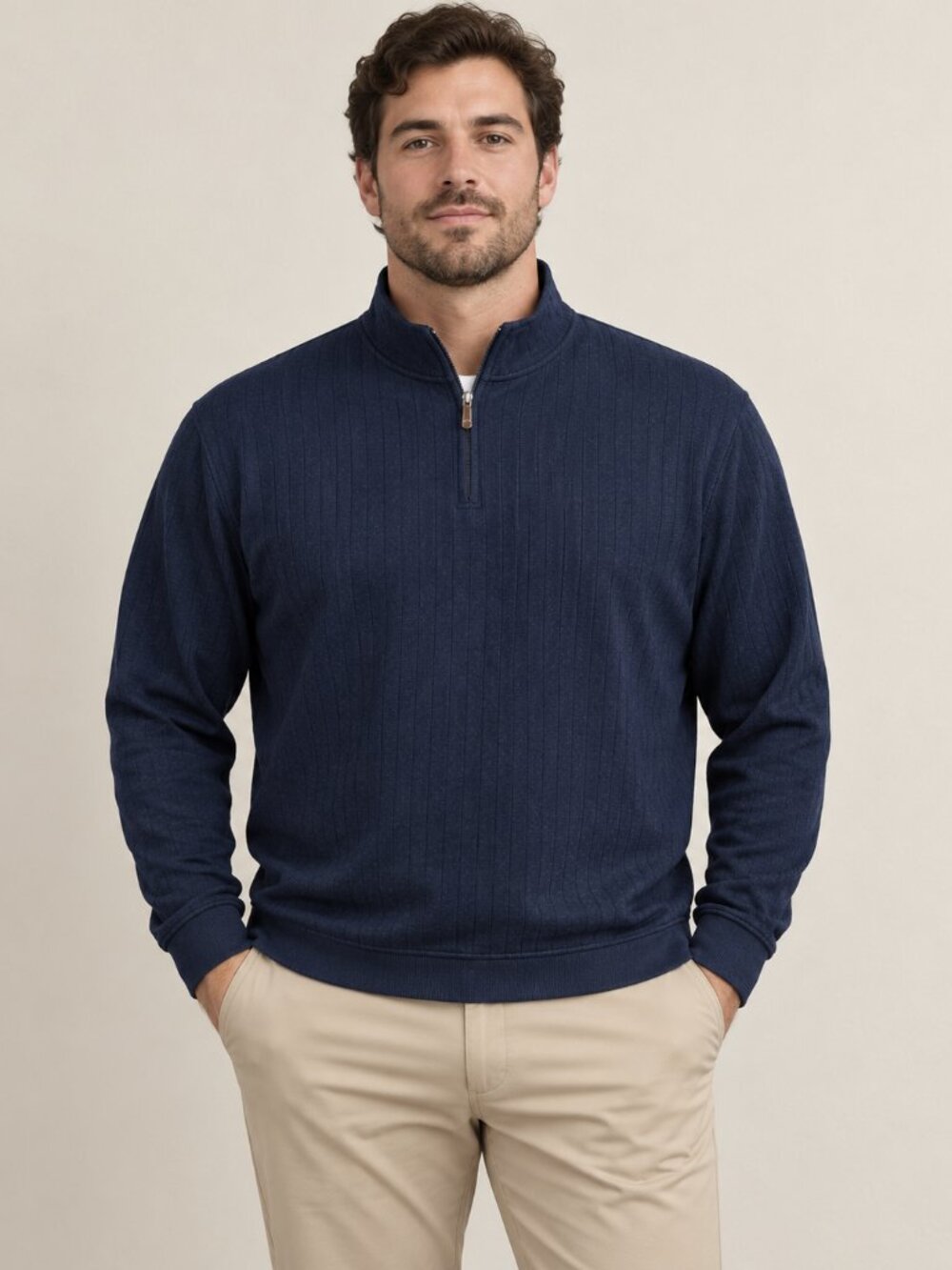 FootJoy Navy Ribbed Quarter Zip Golf Pullover Sweater 2XL